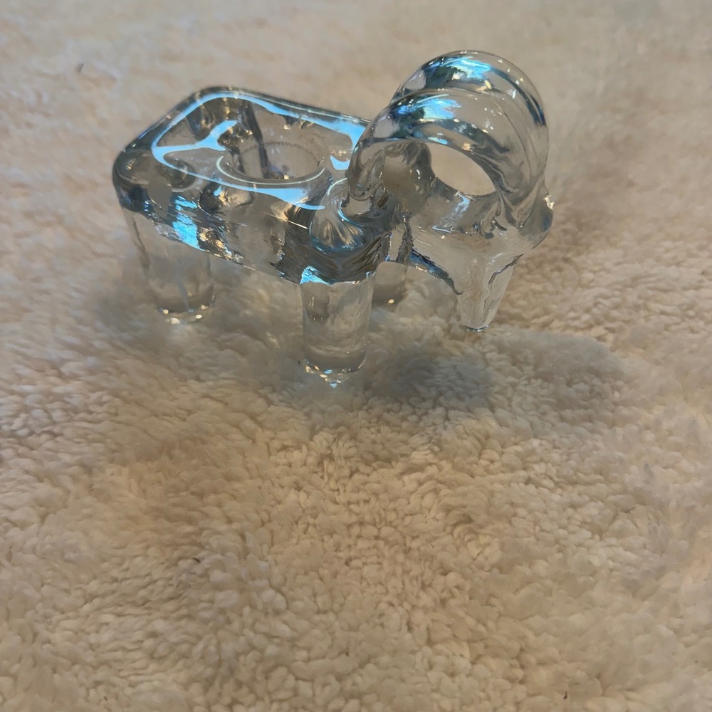 Kosta Boda Bertil Vallien Zoo ‎ Glass Ram Taper Candle Holder Sweden Vintage